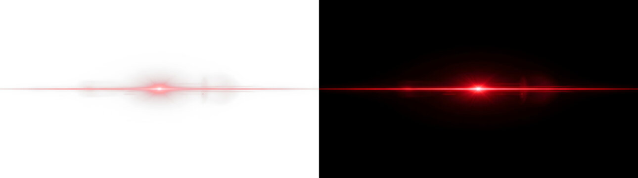 Red horizontal lens flare bright light effect PNG overlay element transparent background