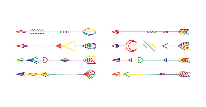 Vibrant rainbow arrows in a transparent background PNG