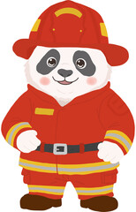 Adorable panda dressed as a firefighter, celebrating courage, dedication, and essential community service on Labor Day.  © Kunnika
