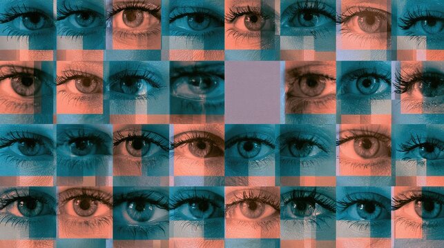 Grid of diverse eyes in warm and cool tones