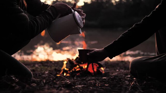 camping in the woods