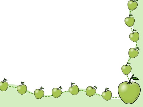 Green Apples L-Shape Corner Border Frame