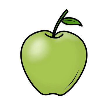 Single Green Apple Vector Clipart Icon