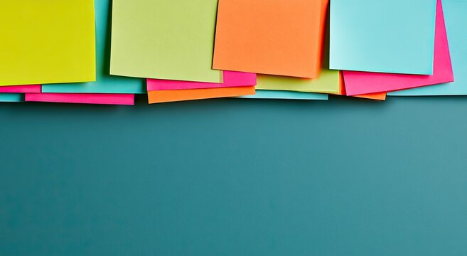Vibrant collection of colorful sticky notes layered across the top