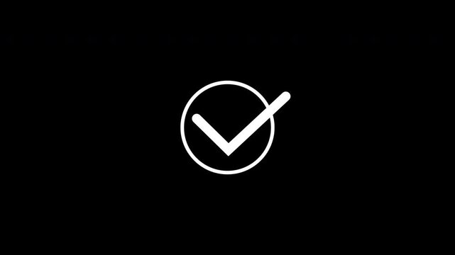 Check mark animation icon tick sign accept select confirm correct agree, approved tick mark icon, successful symbol, check mark, tick, yes, ok symbol animation, 4k alpha channel black background