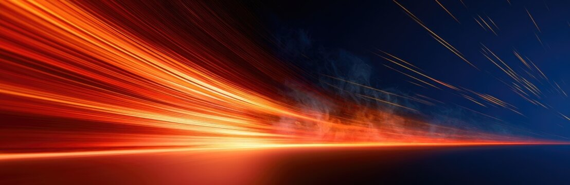 Fiery streaks of light, resembling a speed effect, against a dark blue background