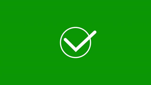 Check mark animation icon tick sign accept select confirm correct agree, approved tick mark icon, successful symbol, check mark, tick, yes, ok symbol animation, 4k alpha channel green background