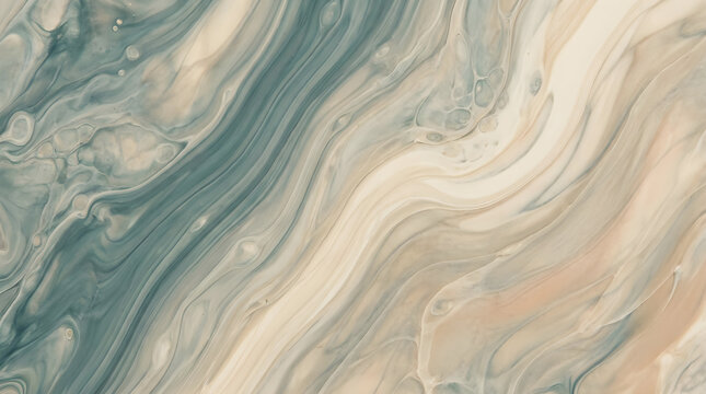 Muted Blue and Beige Acrylic Liquid Swirl Texture