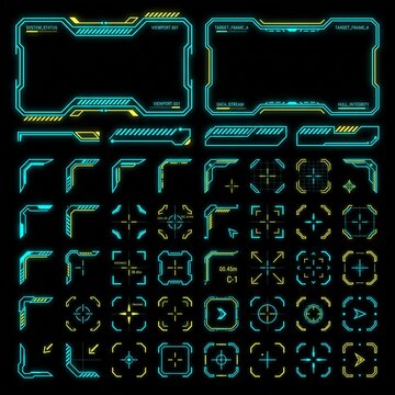 Cyberpunk futuristic UI frame borders