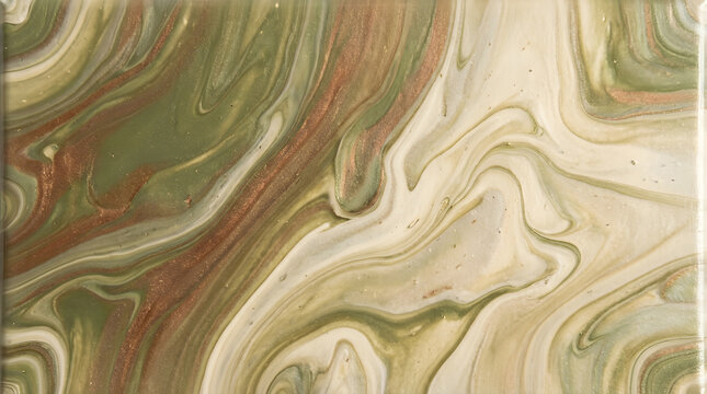 Earthy Olive Green and Copper Metallic Swirl Texture