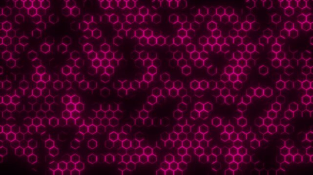 Pink Color Neon Light Hexagon Animated Background