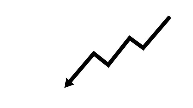 Downward Trend Arrow Icon Isolated on White Background.Business Performance Decline Arrow Isolated Vector Icon.