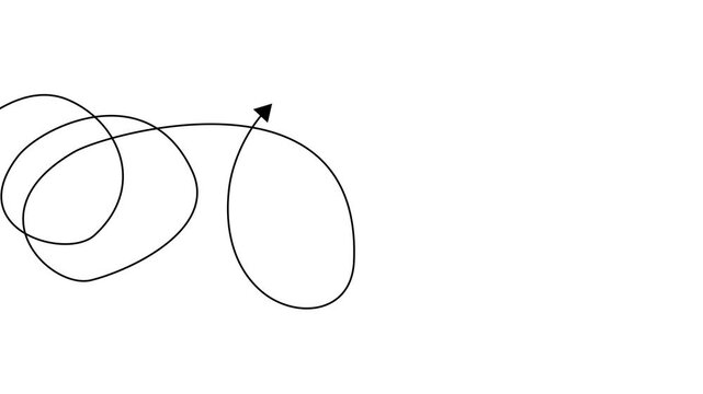 Abstract Curved Path Line with Direction Arrow on white Background.