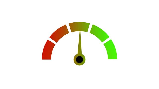 Color Performance Meter Gauge Icon with Speed Indicator, Rating Scale Dashboard, Business Analytic, Progress Measurement, Efficiency Score on white Background.