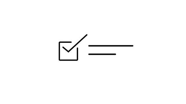 A single black outline checkbox with a checkmark is positioned on the left of a white background, followed by two horizontal lines indicating a text field for input or completion