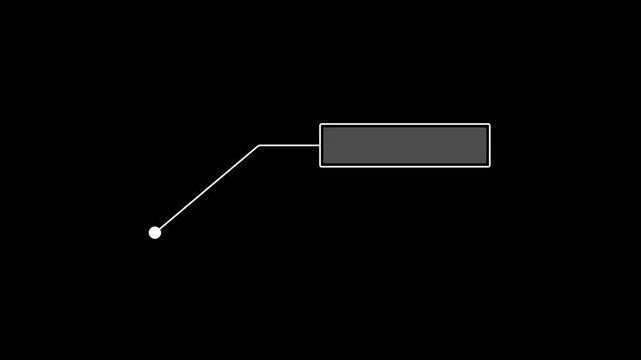 Shape animation of appearance of Hood call out interface element. Text frame near dot.