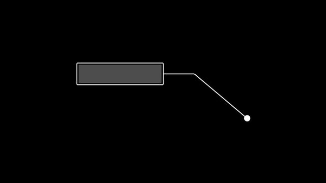 Shape animation of appearance of Hud call out interface element. Text frame near dot.
