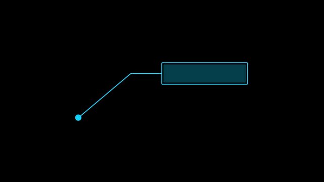 Shape animation of appearance of Hud call out interface element. Text frame near dot.