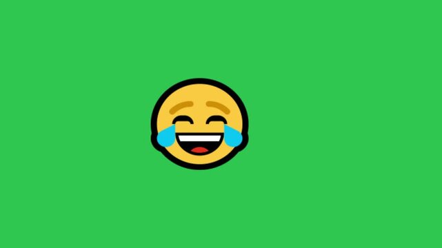 Laughing Face Emoji Zoom In Animation on Green Screen