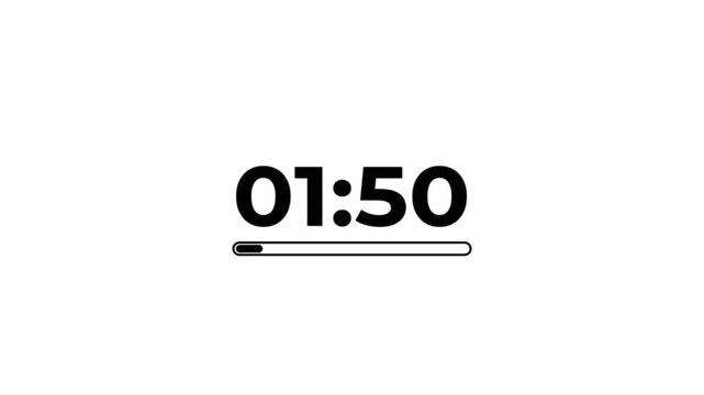 2 minutes progress countdown, two minute timer countdown animation, animation on two minutes progress countdown on a transparent background.
