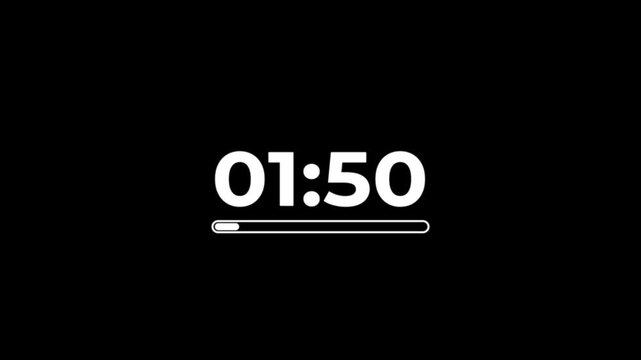 2 minutes progress countdown, two minute timer countdown animation, animation on two minutes progress countdown on a transparent background.