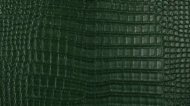 Close up of dark green crocodile leather texture