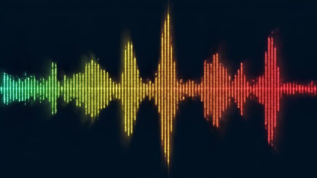 Vibrant sound wave equalizer visualization on black background.