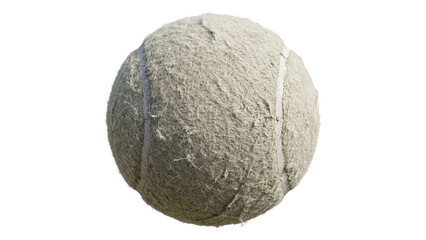 Naklejka premium Worn tennis ball with fuzzy texture on transparent background
