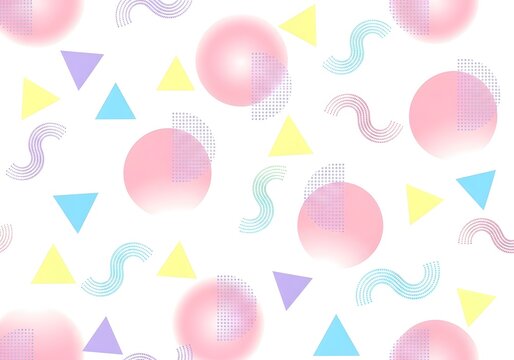 Colorful abstract pattern featuring pastel shapes on a white background