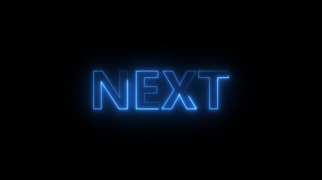 Glowing Neon Next Text Animation on Black Background Modern Motion Graphics 4K Loop