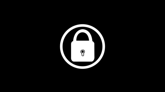 Lock icon animation. Reveal with accent and animation of locking. Isolated on a white and black background animation whit Alpha channel.