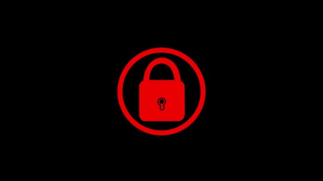 Lock icon animation. Reveal with accent and animation of locking. Isolated on a white and black background animation whit Alpha channel.
