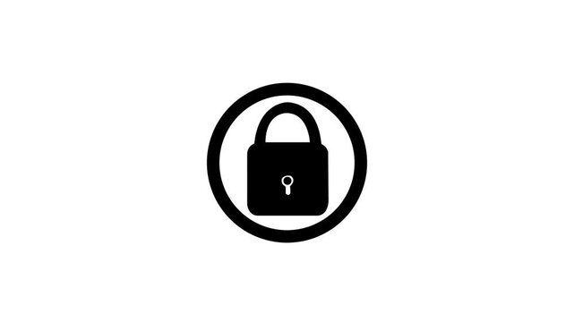 Lock icon animation. Reveal with accent and animation of locking. Isolated on a white and black background animation whit Alpha channel.