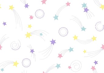 Fototapeta premium Whimsical illustration of colorful stars and shooting stars on a white background