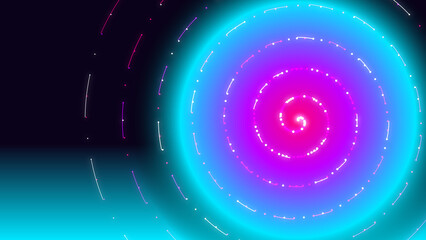 Abstract Neon Spiral Vortex with Glowing Particles and Futuristic Gradient Background