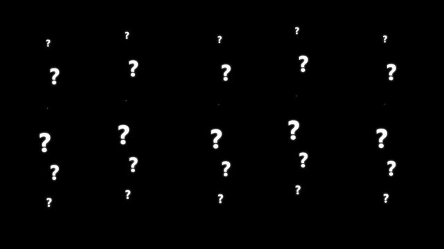 Animation of stock videos Question mark motion graphic concept. Floating question marks background animation. 4k.