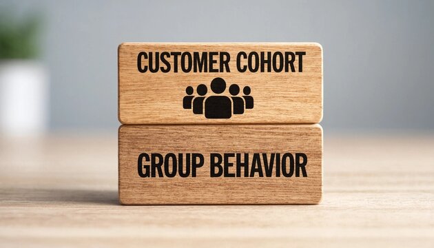 Wooden Blocks Showing Customer Cohort and Group Behavior Concept for Marketing and Business Analytics