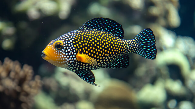 Colorful Spotted Tropical Reef Fish Underwater