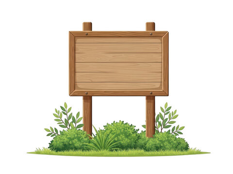Wooden road sign with grass background