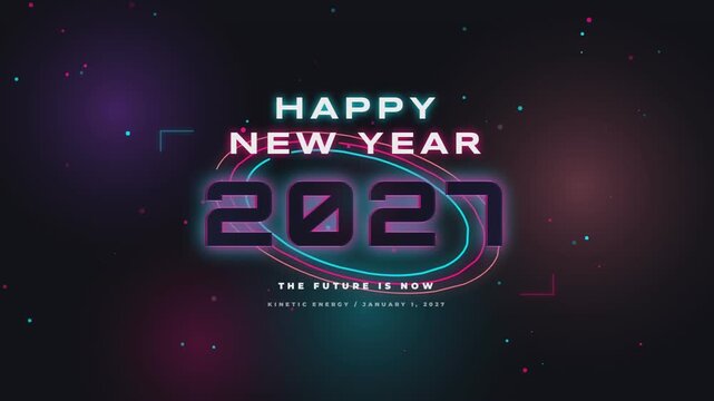 Abstract Kinetic Energy - New Year 2027 Motion Graphic Seamless Loop
