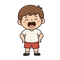 Cute Happy Boy Cheering and Laughing Vector Character Illustration
