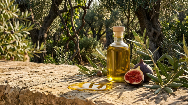 Sensory botanical wellness still life with natural ingredients, tactile textures, elegant lighting, and clean commercial composition. AI Generated.