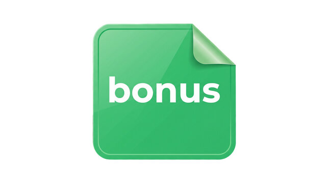 Green bonus sticker or badge graphic element as clean cutout