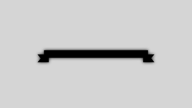 Black horizontal ribbon banner with fishtail ends on light gray background
