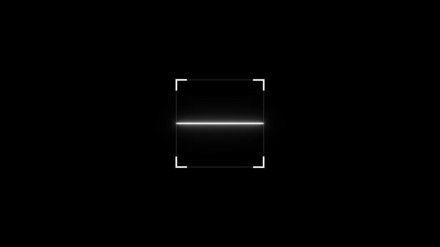 Scanner frame animation with digital scan indicator. Scanning animation showing detection and analysis process.  on a black background scanning barcode