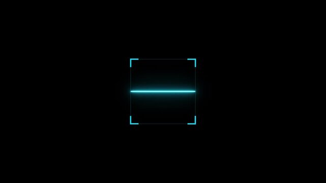 Scanner frame animation with digital scan indicator. Scanning animation showing detection and analysis process.  on a black background scanning barcode