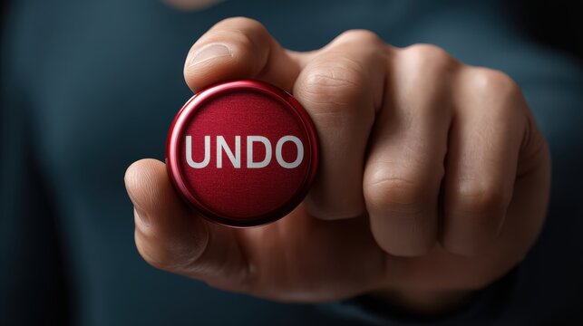 Hand Pressing Red Undo Button with Bold White Text