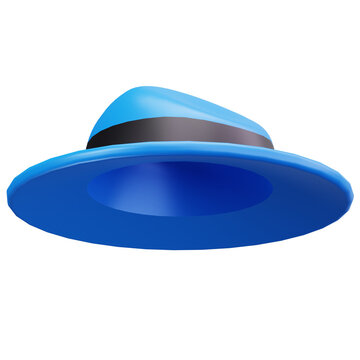 Blue Fedora Hat 3D Illustrations