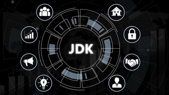 Advanced java development kit jdk software programming concept with interactive digital interface for modern corporate business solutions and software engineering technology infrastructure