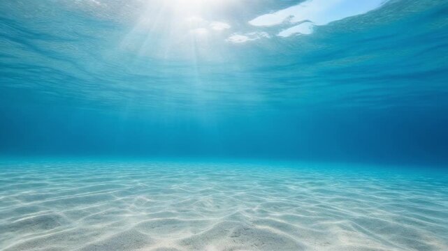 Clear underwater scene with sunlight filtering through blue ocean water